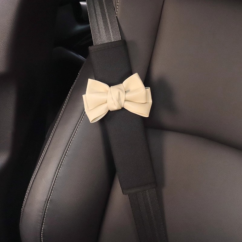 Kožna navlaka za pojas automobila s mašnicom — Materijal: Ice Silk, Marka: Other, Unutarnja dekoracija automobila za sve sezone
