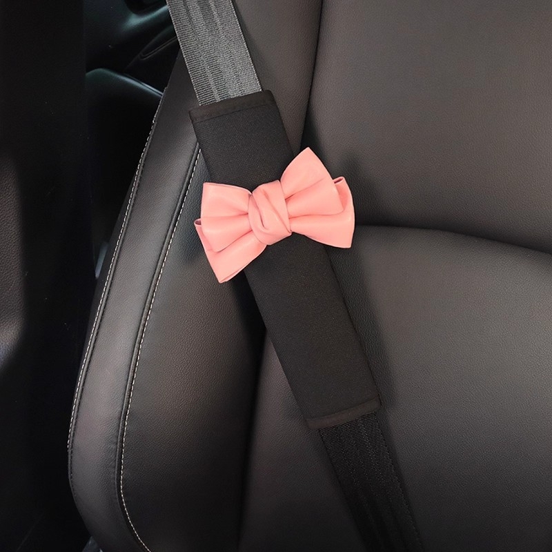 Kožna navlaka za pojas automobila s mašnicom — Materijal: Ice Silk, Marka: Other, Unutarnja dekoracija automobila za sve sezone