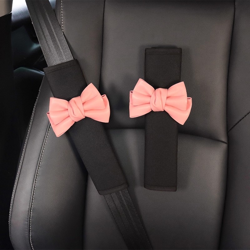 Kožna navlaka za pojas automobila s mašnicom — Materijal: Ice Silk, Marka: Other, Unutarnja dekoracija automobila za sve sezone