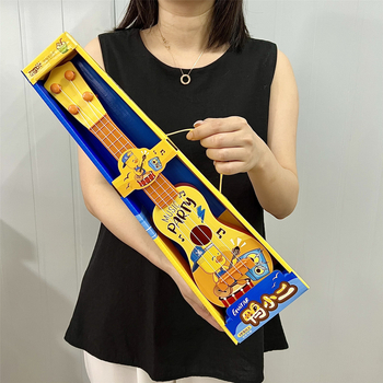 Gitár formájú rajzfilm zenélő játék gyerekeknek, korai oktatási hangszer, interaktív játék, érzelmi, látási és kognitív fejlődés 4–6 éveseknek