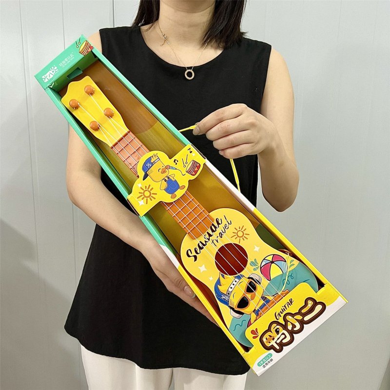 Gitár formájú rajzfilm zenélő játék gyerekeknek, korai oktatási hangszer, interaktív játék, érzelmi, látási és kognitív fejlődés 4–6 éveseknek