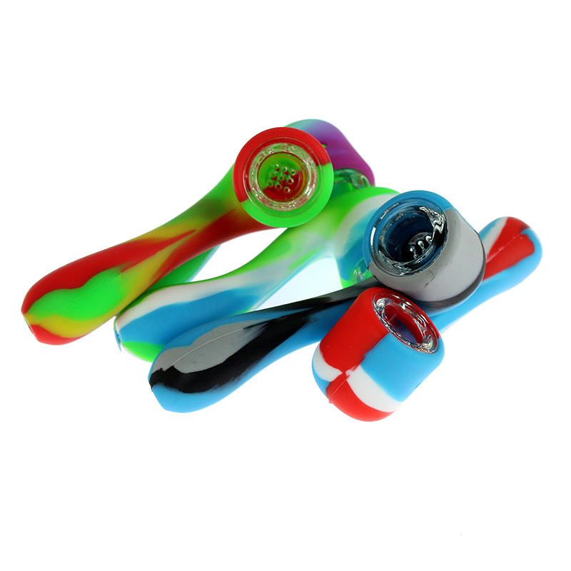 Silikonska lula s staklenim posudom u obliku 7 (Materijal: silikon; Oblik: 7; Posuda: staklena; Prilagodljivo)