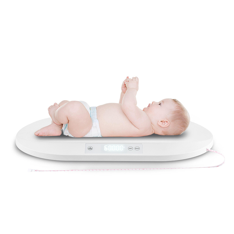Elektronska vaga s podijeljenom konstrukcijom za kućnu upotrebu – mjere odrasle, djecu, bebe i male kućne ljubimce; kapacitet 100 kg; napajanje baterijom/USB; minimalistički stil.