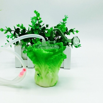 Káposzta alakú vízipipa, gyanta anyagú, dupla szűrő, kettős használat dohányhoz és cigarettákhoz