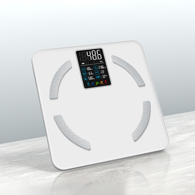 Смарт Bluetooth везна за измерване на телесни мазнини с връзка към приложение, VA дисплей, високопрецизен сензор, съвместима с Android и iOS