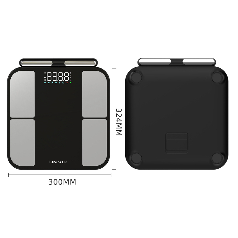 Bluetooth vaga za mjerenje tjelesnog sastava za kućnu upotrebu — mjeri težinu, tjelesnu masnoću, vlagu i kalorije, kapacitet 180 kg, punjiva
