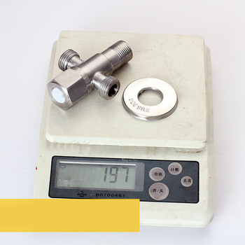 Rozsdamentes acél szögletes szelep, 1 bemenet, 2 kimenet, Ø18 mm, falba épített telepítés