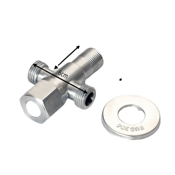 Rozsdamentes acél szögletes szelep, 1 bemenet, 2 kimenet, Ø18 mm, falba épített telepítés