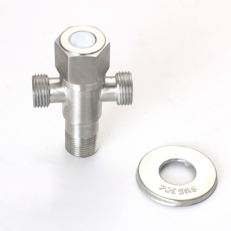 Rozsdamentes acél szögletes szelep, 1 bemenet, 2 kimenet, Ø18 mm, falba épített telepítés