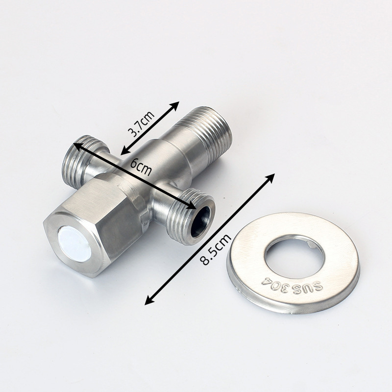 Rozsdamentes acél szögletes szelep, 1 bemenet, 2 kimenet, Ø18 mm, falba épített telepítés