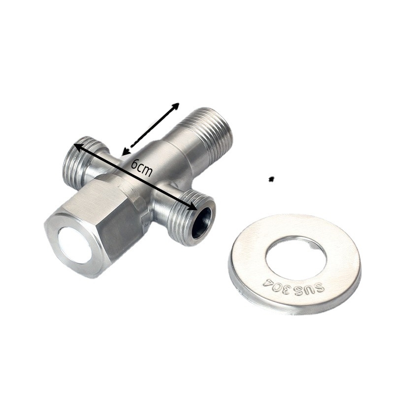 Rozsdamentes acél szögletes szelep, 1 bemenet, 2 kimenet, Ø18 mm, falba épített telepítés