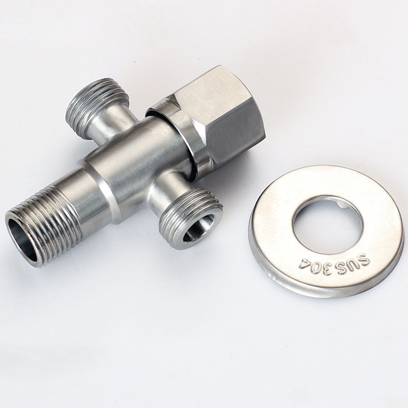 Rozsdamentes acél szögletes szelep, 1 bemenet, 2 kimenet, Ø18 mm, falba épített telepítés