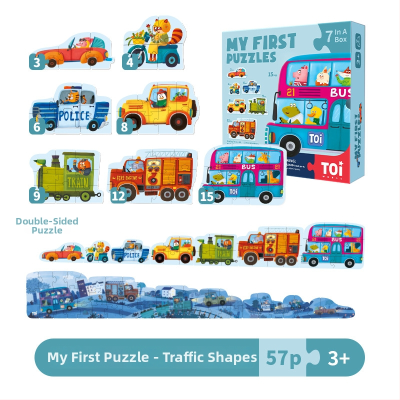 Dječji puzzle – dvostrani, prvi set (Materijal: papir; Dobna skupina: 4–6 godina; Marka: TOI/tuyi)