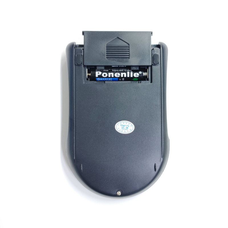 Hordozható zsebméretű mérleg, kiváló pontosságú elektronikus mérleg 0.01 g, mérési tartomány 0.01–200 g, modell TPO-A07, 2× AAA elem