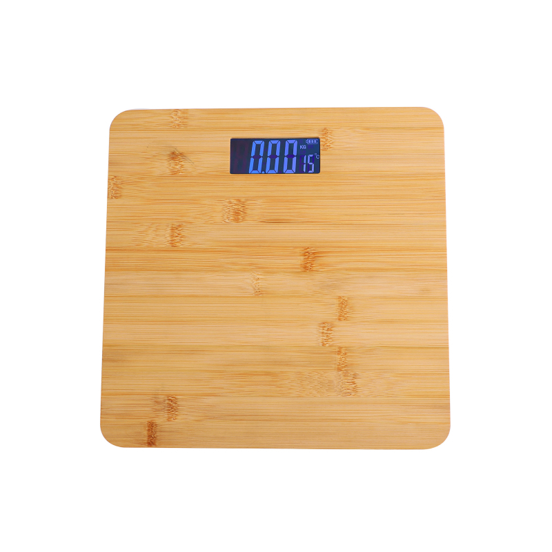 Prilagodljiva drvena digitalna vaga za precizno mjerenje tjelesne mase, bambus baza, vaga za zdravlje tijela, do 180 kg, kompaktna kućna vaga