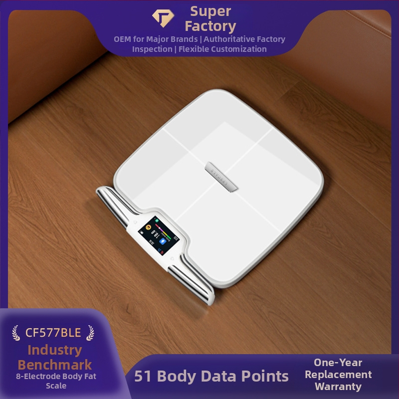 Осемелектродна везна за телесни мазнини с Bluetooth и Wi-Fi, TFT дисплей, измерване на мазнини и влажност, 0-180 кг