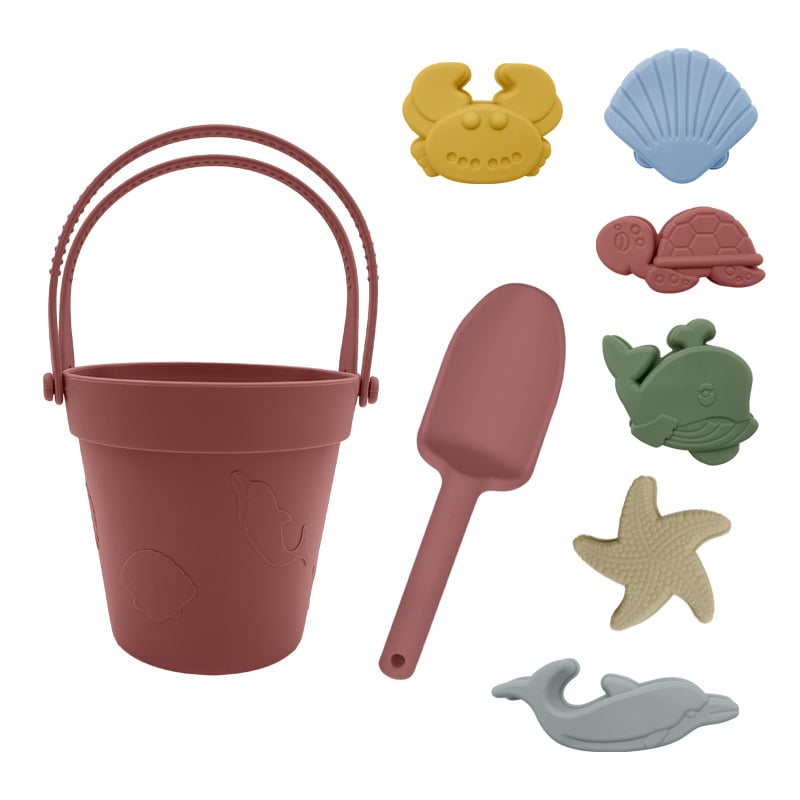 Комплект кофа за плаж от силикон - инструменти за пясък и вода, 430 г/сет, за деца 4–6 години