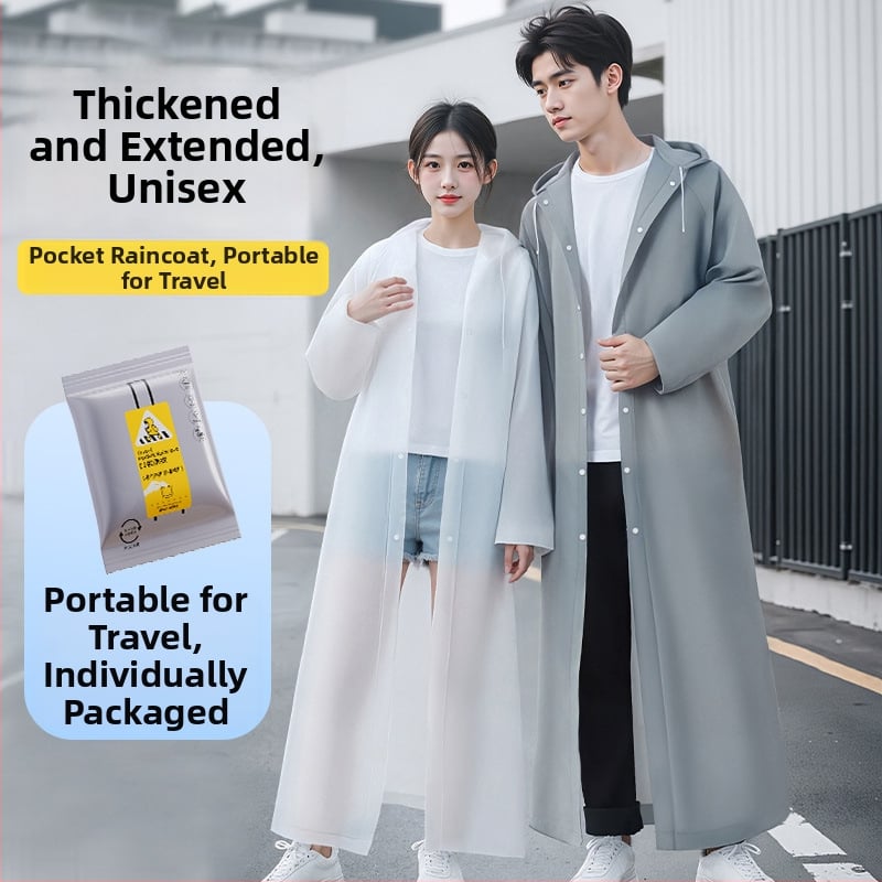 Pelerină de ploaie PEVA, de unică folosință, pentru adulți, lungă, pentru drumeții și activități în aer liber; material EVA 90 g