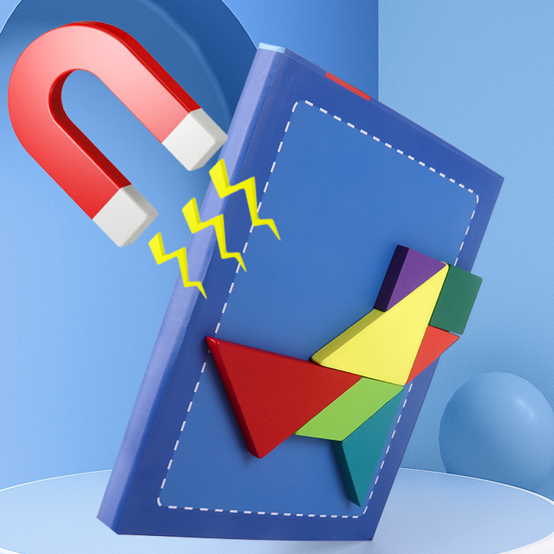 Lerth magnetski drveni 3D Tangram puzzle, 160 komada, za djecu 4–6 godina