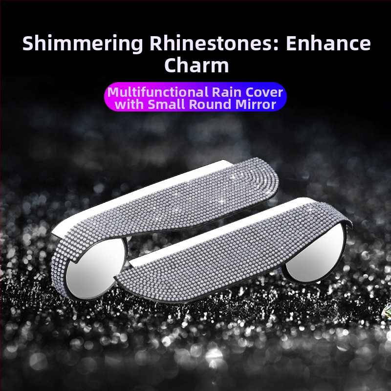 Automobilový dažďový štít pre spätné zrkadlo s hotfix krištálmi, model B000052, prispôsobiteľné spracovanie