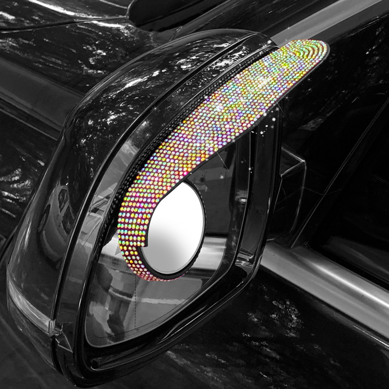 Автомобилна дъждозащита за задното огледало с hotfix кристали, модел B000052, персонализирана обработка