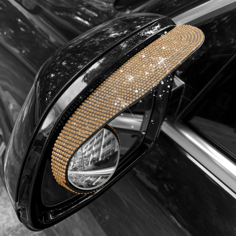 Автомобилна дъждозащита за задното огледало с hotfix кристали, модел B000052, персонализирана обработка