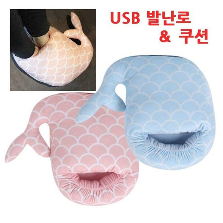 Creater Mermaid USB papuče s grijanjem stopala, velur gornji dio, TPE potplat, unisex, kućna obuća