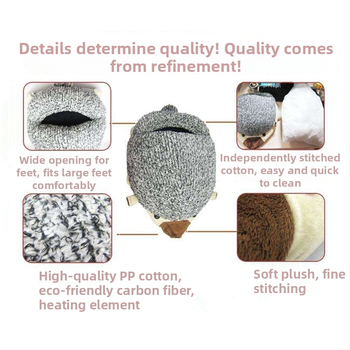 Uniszex USB-melegítésű papucs – sün alakú, suede felsőrész, nyers gumi talp, sarokvédő, többpont- fűtés