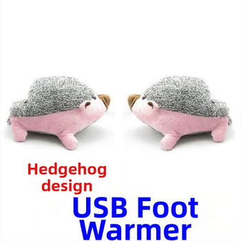 Uniszex USB-melegítésű papucs – sün alakú, suede felsőrész, nyers gumi talp, sarokvédő, többpont- fűtés