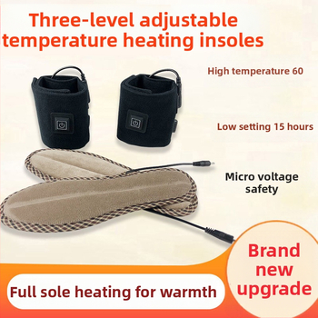 Jiabei Unisex grijaći ulošci za cipele s punjivom litijskom baterijom, USB napajanje, tri razine kontrole temperature, EVA đon, velur prekrivka