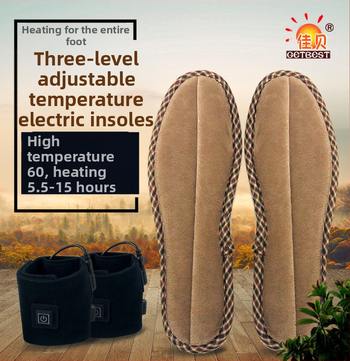 Jiabei Unisex grijaći ulošci za cipele s punjivom litijskom baterijom, USB napajanje, tri razine kontrole temperature, EVA đon, velur prekrivka