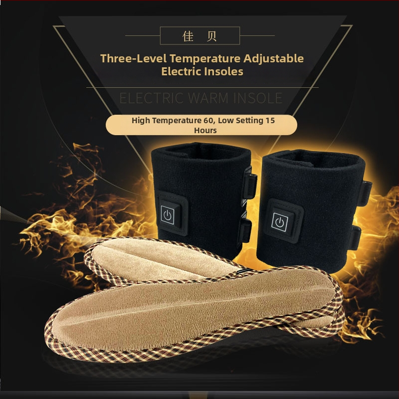 Jiabei Unisex grijaći ulošci za cipele s punjivom litijskom baterijom, USB napajanje, tri razine kontrole temperature, EVA đon, velur prekrivka