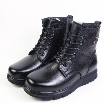 Мъжки кожени електрически отопляващи обувки с USB, гумена подметка