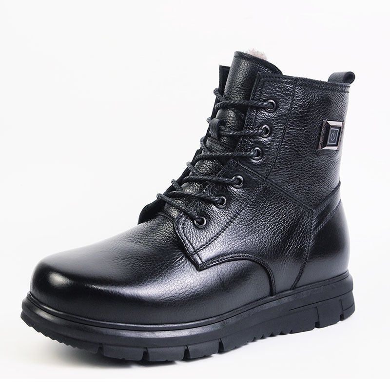 Мъжки кожени електрически отопляващи обувки с USB, гумена подметка