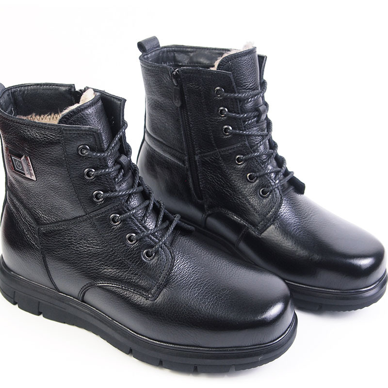 Мъжки кожени електрически отопляващи обувки с USB, гумена подметка