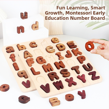 Drveni 3D slagalica edukativni panel za rani razvoj s velikim i malim slovima te geometrijskim oblicima — marka Ohye-ouyi; kategorija proizvoda: 3D slagalica; podrijetlo: Kina; dobna granica: 4-6 godina