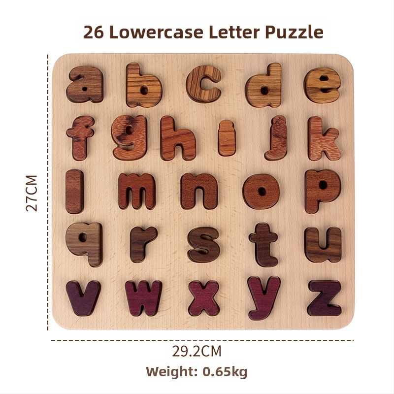 Drveni 3D slagalica edukativni panel za rani razvoj s velikim i malim slovima te geometrijskim oblicima — marka Ohye-ouyi; kategorija proizvoda: 3D slagalica; podrijetlo: Kina; dobna granica: 4-6 godina