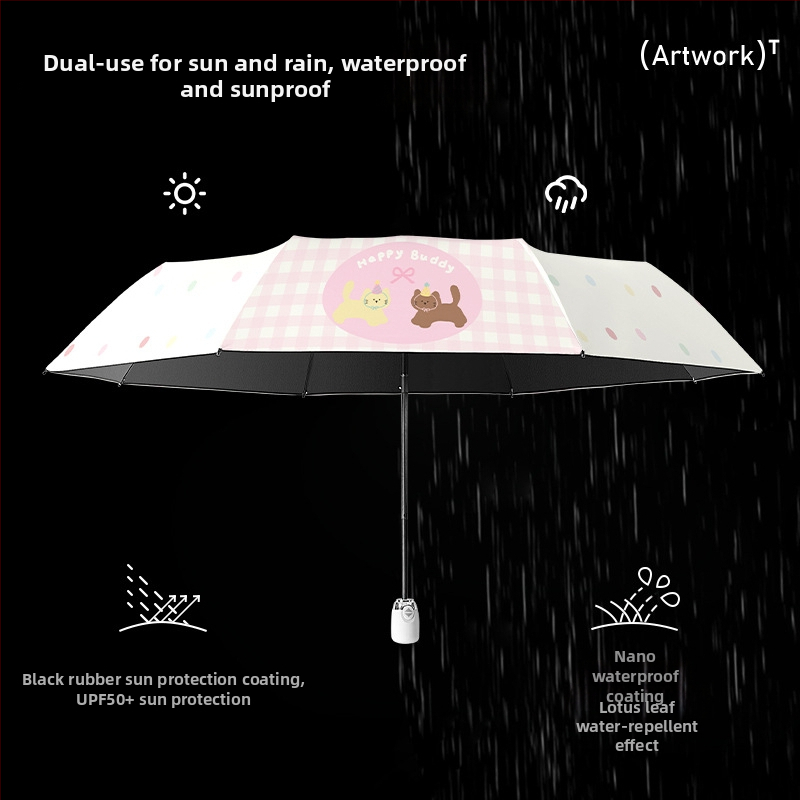 Dovima dvostruko korištenje kišna i sunčana kišobran, 8 rebara od vlakana, automatsko otvaranje i zatvaranje, EVA držač, UPF >50