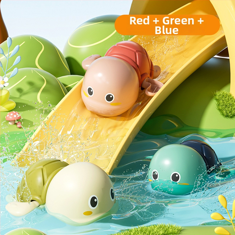Играчки за къпане за бебета: пластмасов комплект с костенурка, краб и делфин, водни играчки за деца 0–3 г, развиват зрение, сетивност и координация ръце-око