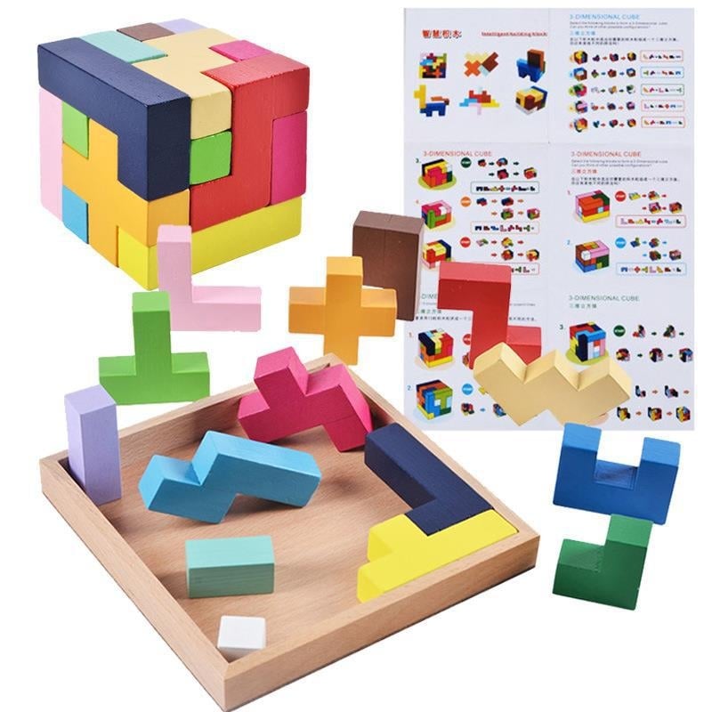 Drveni trodimenzionalni puzzle za rano obrazovanje - višefunkcionalan, pogodan za djecu 4–6 godina, mogućnost prilagodbe