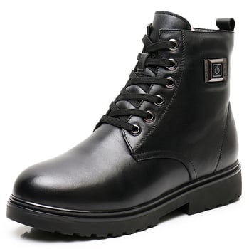 Мъжки обувки с отопление от естествена кожа, USB захранване, гумена подметка (електрическо отопление, USB, естествена кожа, гума)