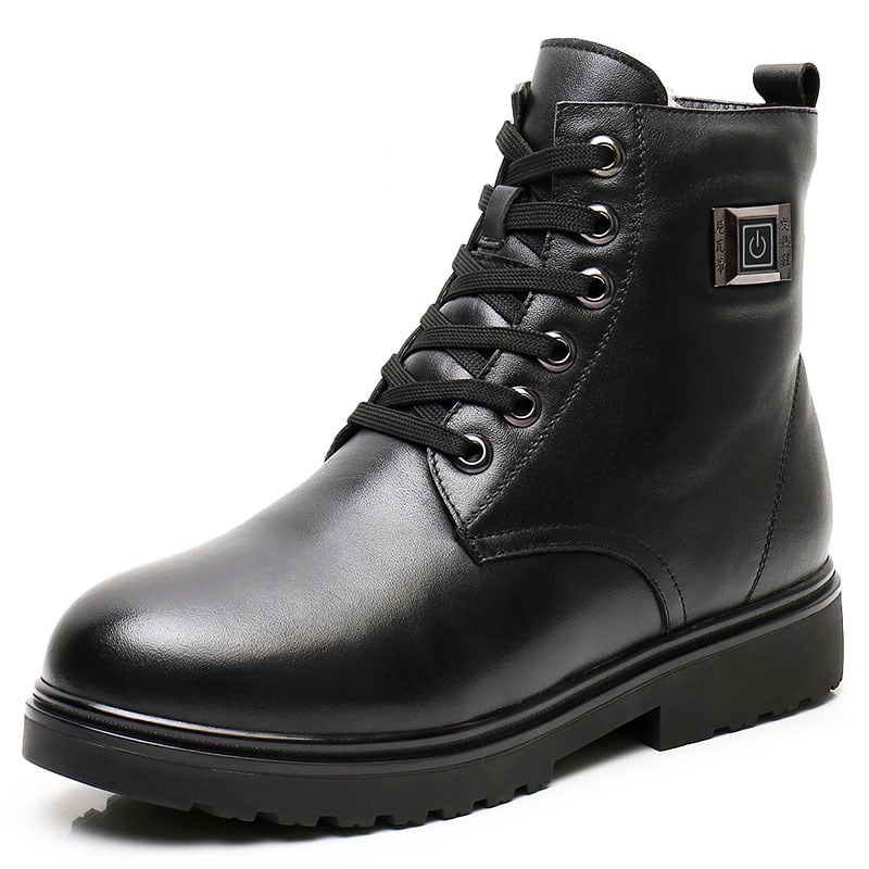 Мъжки обувки с отопление от естествена кожа, USB захранване, гумена подметка (електрическо отопление, USB, естествена кожа, гума)