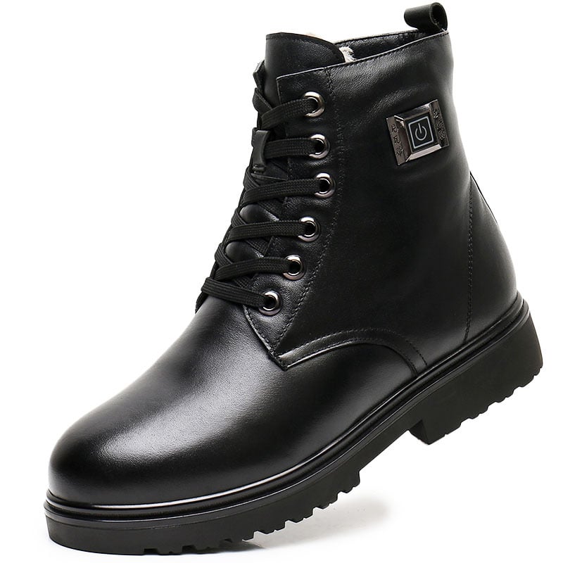 Мъжки обувки с отопление от естествена кожа, USB захранване, гумена подметка (електрическо отопление, USB, естествена кожа, гума)