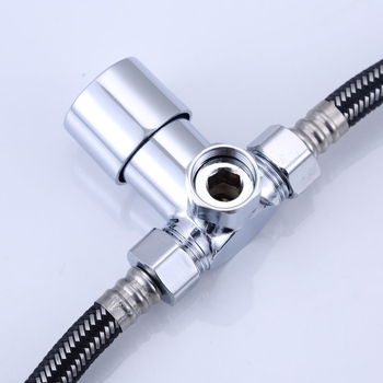 Латунов смесител за гореща и студена вода, 2-в-1 изход, регулатор на температурата, термостатичен контрол (4-пътен поток)