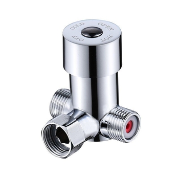 Латунов смесител за гореща и студена вода, 2-в-1 изход, регулатор на температурата, термостатичен контрол (4-пътен поток)