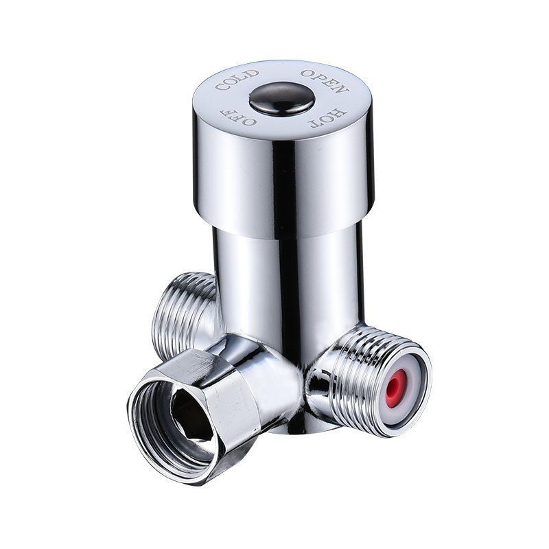 Латунов смесител за гореща и студена вода, 2-в-1 изход, регулатор на температурата, термостатичен контрол (4-пътен поток)