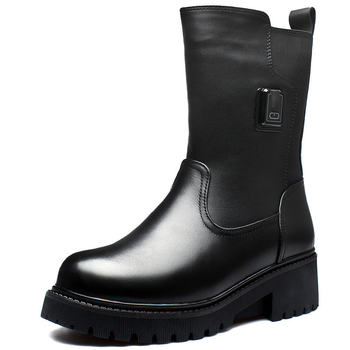 Nivati мъжки зимни ботуши за отопление с USB презареждане, горна част от естествена кожа, гумена подметка, модел B15