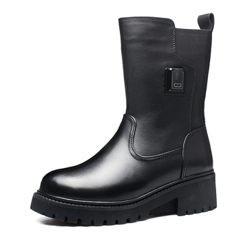 Nivati мъжки зимни ботуши за отопление с USB презареждане, горна част от естествена кожа, гумена подметка, модел B15