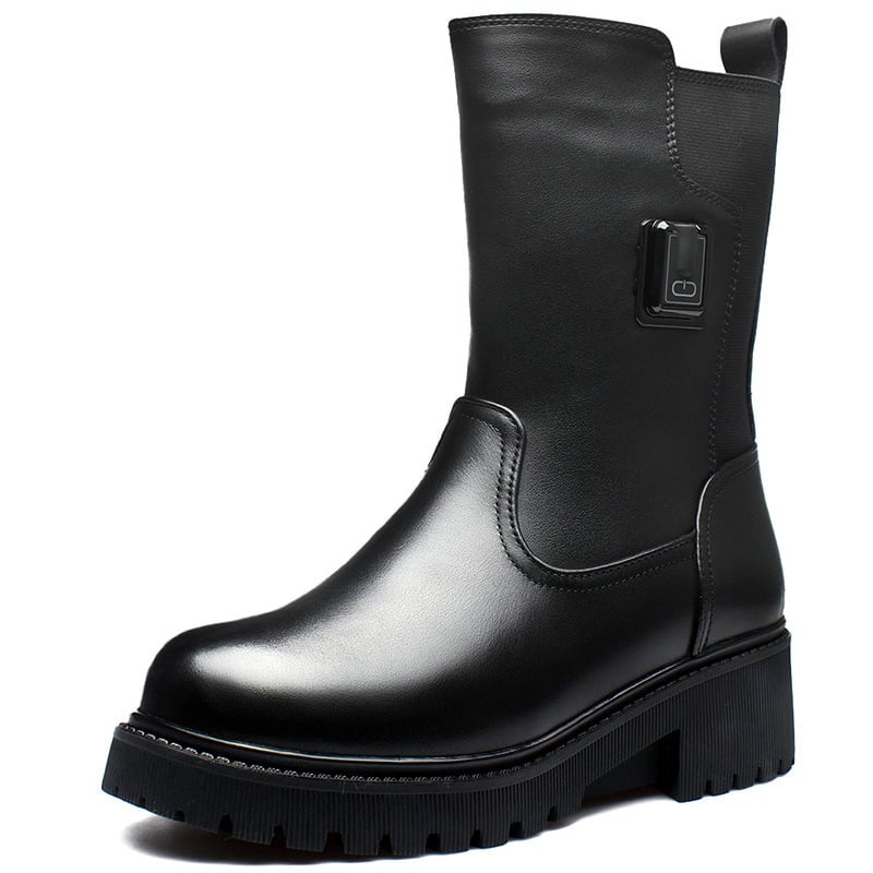 Nivati мъжки зимни ботуши за отопление с USB презареждане, горна част от естествена кожа, гумена подметка, модел B15