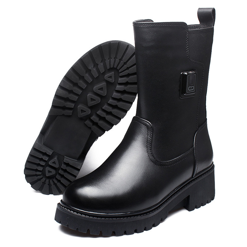 Nivati мъжки зимни ботуши за отопление с USB презареждане, горна част от естествена кожа, гумена подметка, модел B15